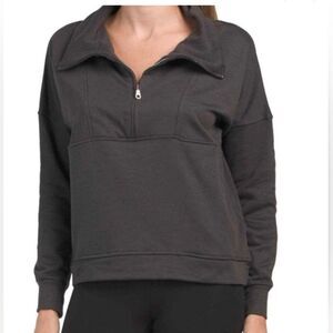 NWT Anthropologie WILO The Label Bella 1/2 Zip In Vintage Black Size S
